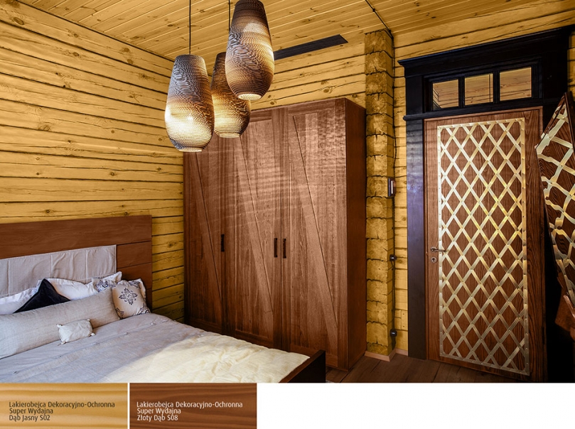 Zastosowanie drewna w cieplym kolorze w sypialni