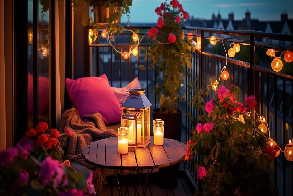 Piękny balkon urządzony w pastelach. Drewno zabezpiecz Lakierobejcą Dekoracyjno-Ochronną Super Wydajną VIDARON. 